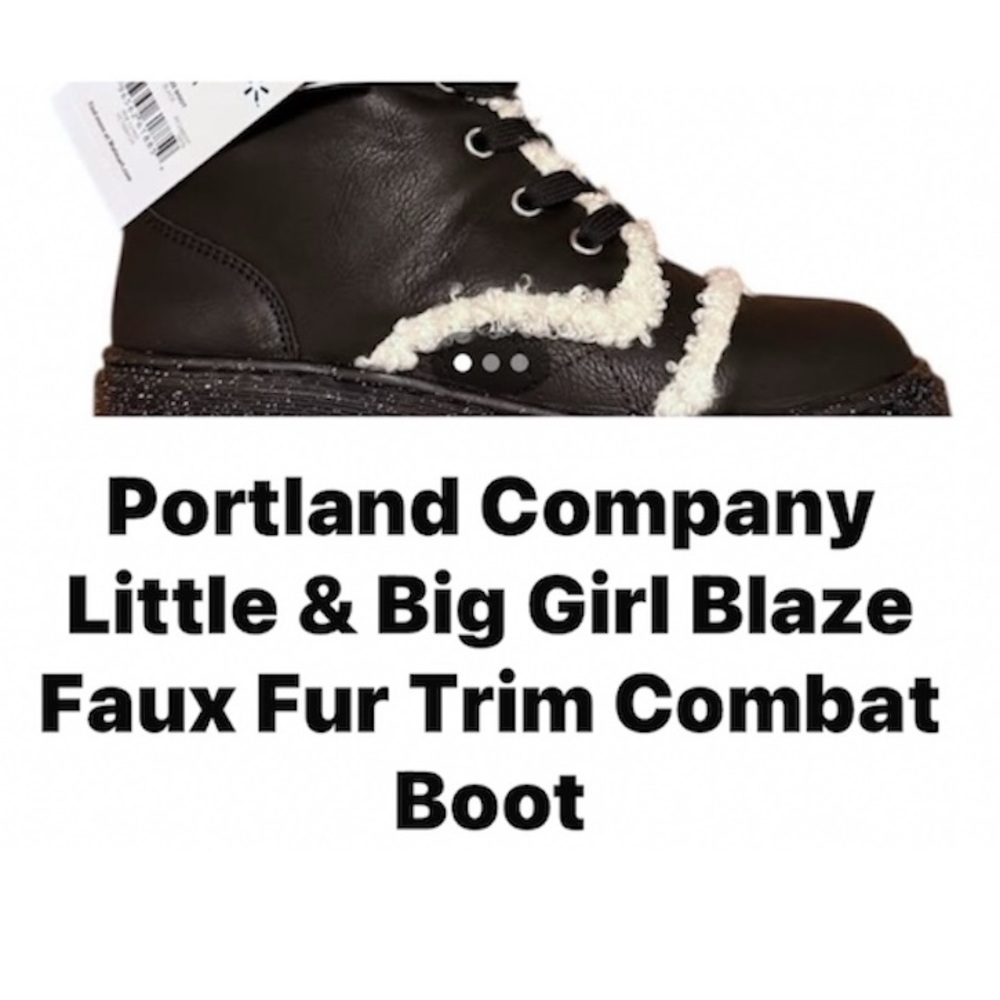 Portland Company Little and Big Girl Blaze Faux Fur Trim Combat Boot. - Picture 2 of 4